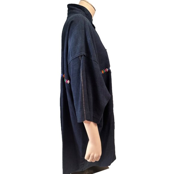 Classy City Chicks Guatemalan Made Cotton Acrylic Mens Short Sleeve Navy Blue Em - Picture 5 of 12